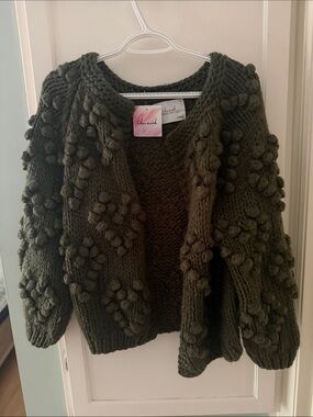 Chicwish Olive Green Popcorn Knit Open-Front Cardigan